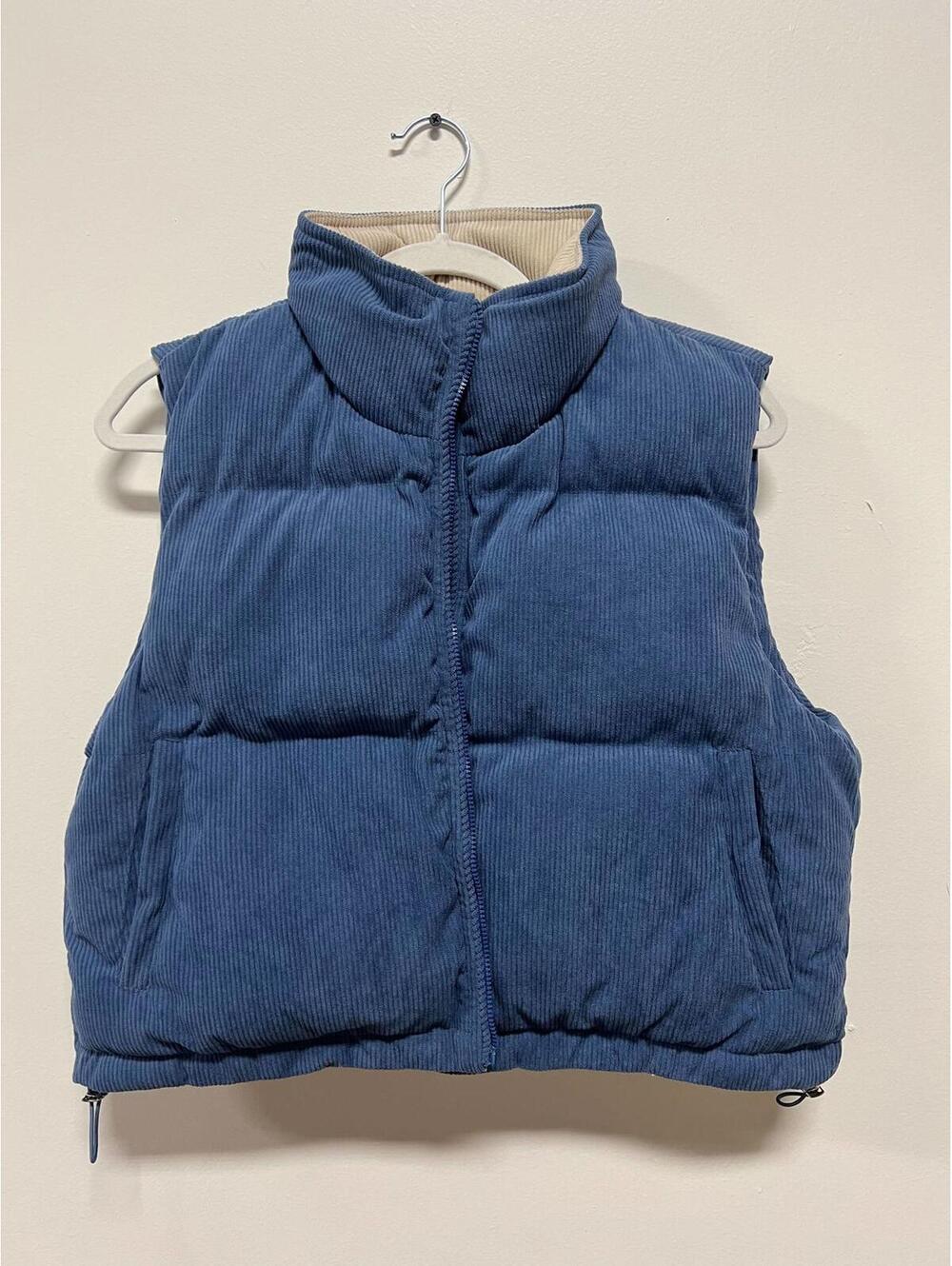 ADOREME CORDUROY PUFFER VEST BLue